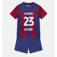 Barcelona Jules Kounde #23 Replika babykläder Hemmaställ Barn 2023-24 Kortärmad (+ korta byxor)